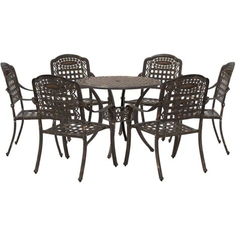 Set da Pranzo per Giardino 7 pcs Bronzo 90 x 90 x 75 cm vidaXL