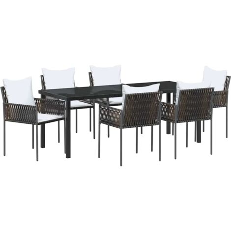 Set da Pranzo per Giardino 7 pcs Marrone Poly Rattan vidaXL