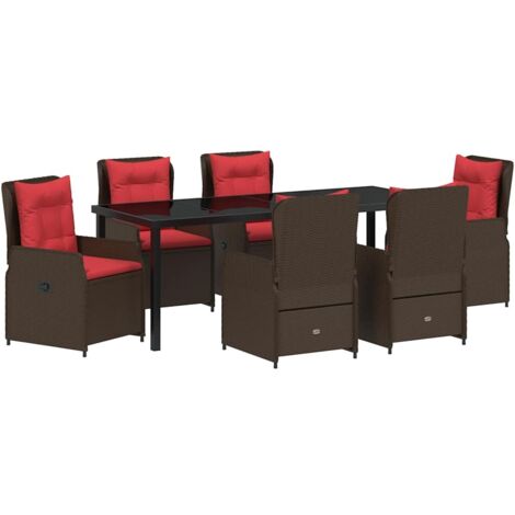 Set da Pranzo per Giardino 7 pcs Marrone Poly Rattan vidaXL