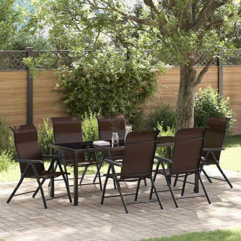 Set da Pranzo per Giardino 7 pcs Marrone Poly Rattan vidaXL