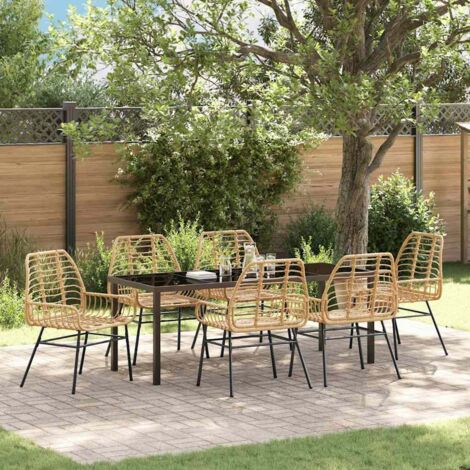 Set da Pranzo per Giardino 7 pcs Marrone polyrattan vidaXL