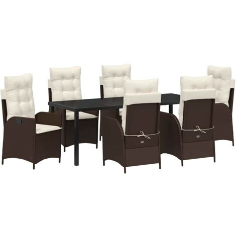 Set da Pranzo per Giardino 7 pcs Marrone polyrattan vidaXL