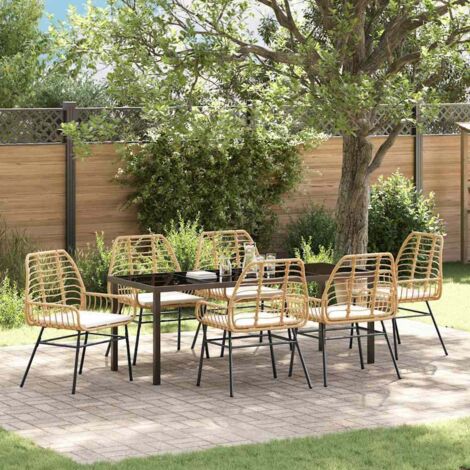 Set da Pranzo per Giardino 7 pcs Marrone polyrattan vidaXL
