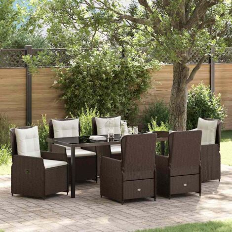Set da Pranzo per Giardino 7 pcs Marrone polyrattan vidaXL