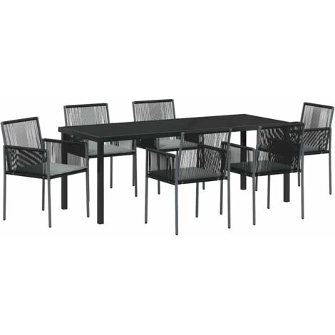 Set da Pranzo per Giardino 7 pcs Nero Rattan in PE vidaXL