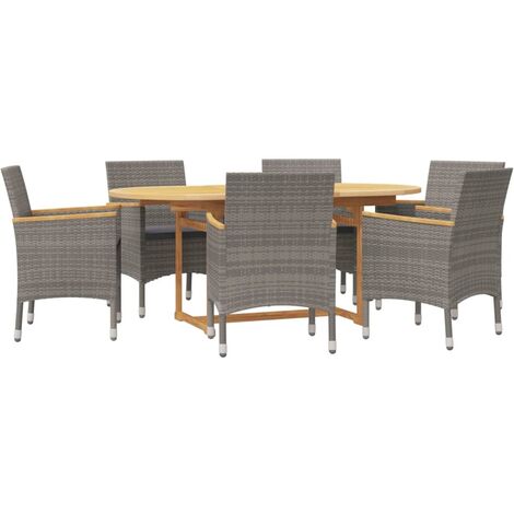 Set da Pranzo per Giardino 7 pz con Cuscini Grigio vidaXL