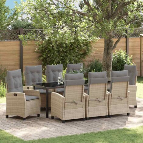 Set da Pranzo per Giardino 9 pcs Beige polyrattan vidaXL