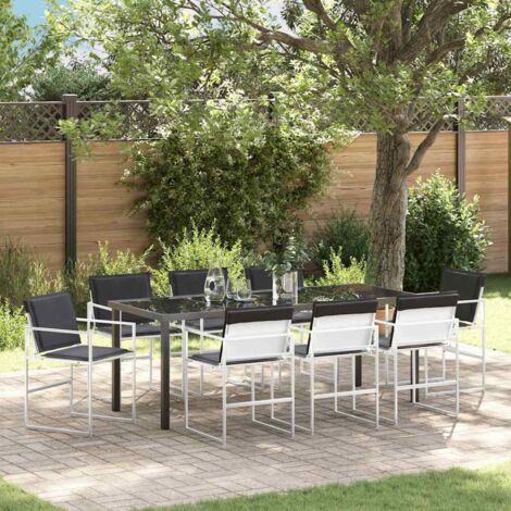 Set da Pranzo per Giardino 9 pcs Bianco 200 x 80 x 73 cm vidaXL