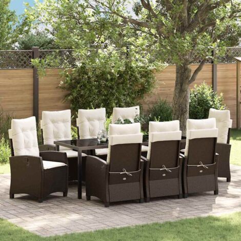 Set da Pranzo per Giardino 9 pcs Marrone polyrattan vidaXL