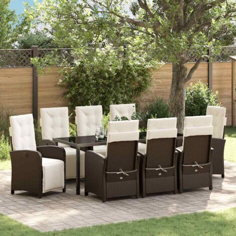 Set da Pranzo per Giardino 9 pcs Marrone polyrattan vidaXL