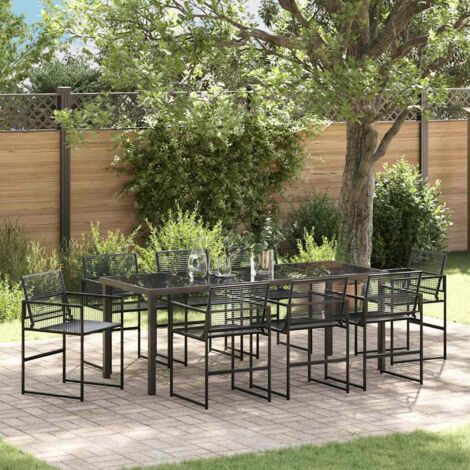 Set da Pranzo per Giardino 9 pcs Nero polyrattan vidaXL