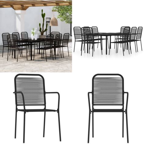 Set da Pranzo per Giardino 9 pz con Cuscini Nero - Tavolo da pranzo da esterno - Sedie da giardino