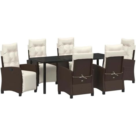 Set da Pranzo per Giardino con cuscino 7 pcs Marrone polyrattan vidaXL
