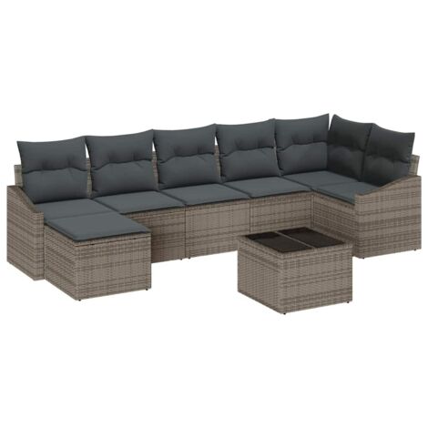 Set da Pranzo per Giardino con cuscino 8 pcs Grigio chiaro vidaXL