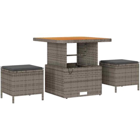 Set da Pranzo per Giardino Grigio Poly Rattan vidaXL