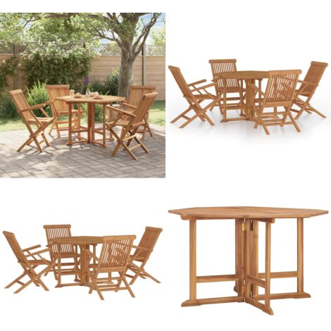 Set da Pranzo Pieghevole per Esterni 5pz Legno Massello di Teak - Tavolo da pranzo pieghevole - Sedie da giardino
