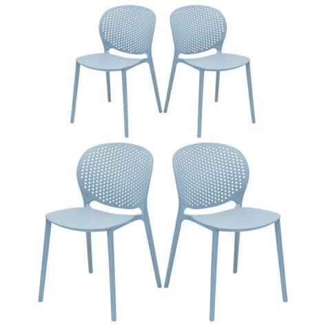 Set da quattro sedie esterne azzurre modello Lolly