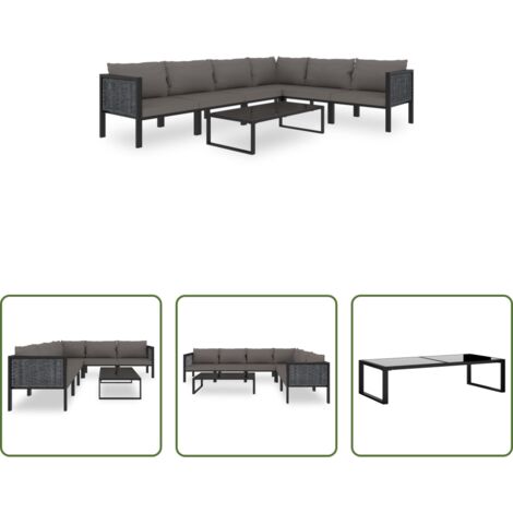 Set da salotto esterno -  Set Divani da Giardino 7 pz con Cuscini in Polyrattan Antracite