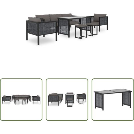 Set da salotto esterno -  Set Divani da Giardino 8 pz con Cuscini in Polyrattan Antracite