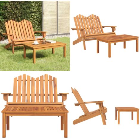Set da Salotto Giardino Adirondack 2pz Legno Massello di Acacia - Tavolino da salotto - Mobili da giardino