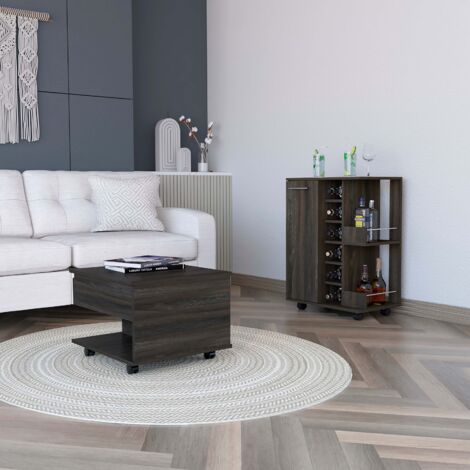 Set da Salotto Inwood con Carrello Bar e Tavolino da Caffè Regolabile in Altezza