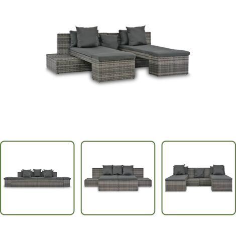 Set da salotto -  Set Divani da Giardino 4 pz con Cuscini in Polyrattan Grigio
