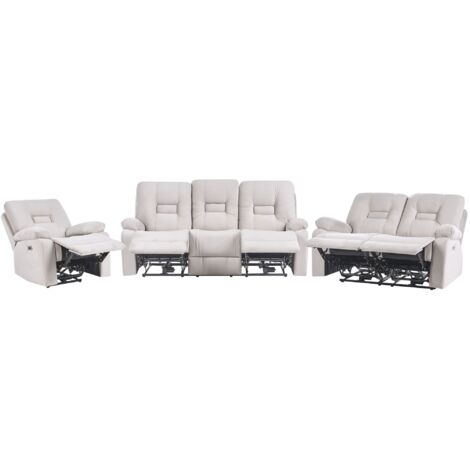 Set da soggiorno a 6 posti in velluto beige con LED e porta USB Bergen
