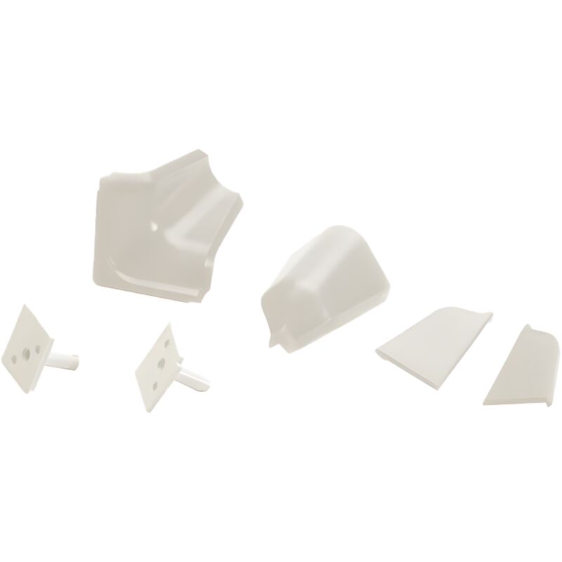 Set d'Accessoires pour Cornières Blanc - Angle Externe, Angle Interne, Terminaux - Couleurs Assorties