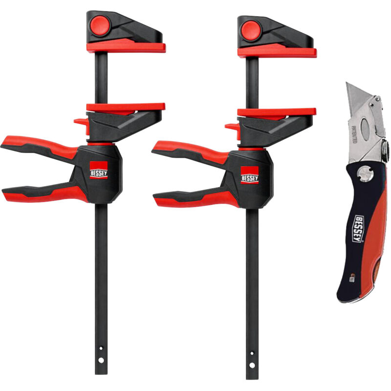 SET d'action avec un pack de deux sur les pinces à une main avec couteau pliant à lames Bessey EZ360SET-A Envergure max