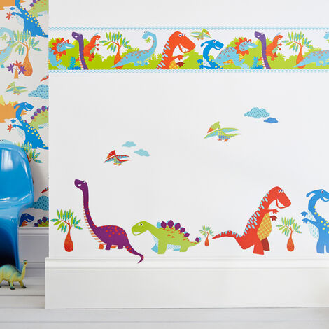 Set d'autocollants muraux Dinosaures 25 x 70cm Multicolore - Multicolore