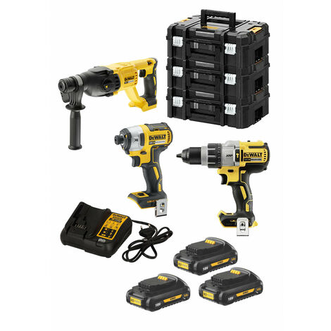 Set DCK369M3T Taladro + Martillo + Atornillador + 3bat 4Ah + 2Maletín Dewalt
