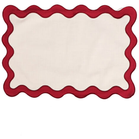 Set de 1 napperon en coton 13 x 19 pouces, résistant à la chauté et lavable, décoration de table bohème avec broderie festonnée