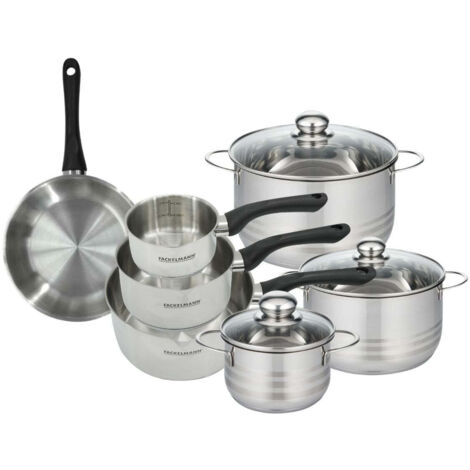 Set de 1 poêle 20 cm, 3 casseroles 12 16 20 cm et 3 faitouts 16, 20 et 24 cm en inox Fackelmann Geneva