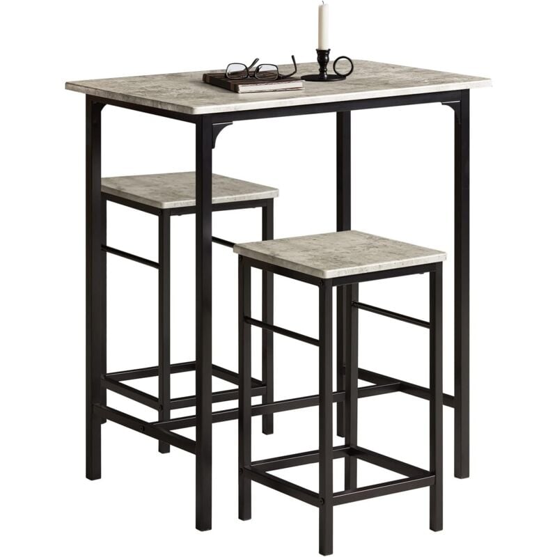 Sobuy - Set de 1 Table + 2 Tabourets Table Mange-Debout Table Haute Cuisine Ensemble Table de Bar bistrot + 2 tabourets ® OGT10-HG