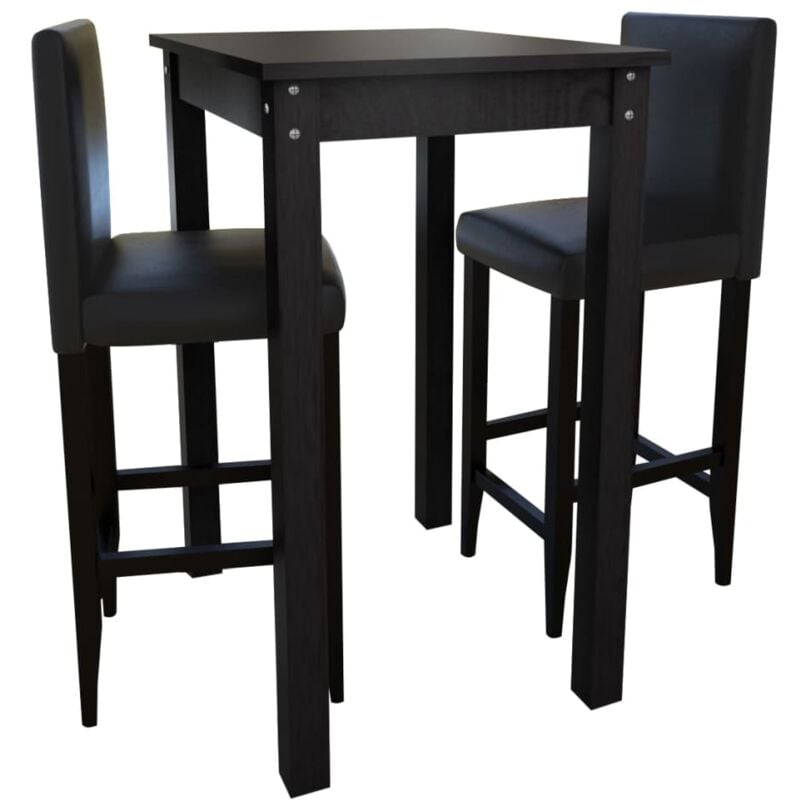 Vidaxl - Set de 1 table de bar et 2 tabourets noir
