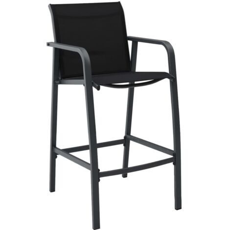 Set de 1 Table et 4 Tabourets de bar de jardin, Ensemble Table et Chaises Noir OIB7898E
