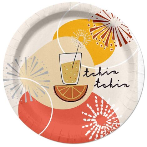 Set de 10 assiettes en carton 23 cm Apero tchin