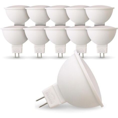 Set de 10 bombillas LED GU5.3 MR16 12V 5W Eq 40W  Temperatura de color: Blanco cálido 2700K