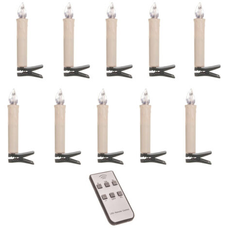 Set de 10 Bougies Led Pour Décoration Sapin de Noël + Télécommande
