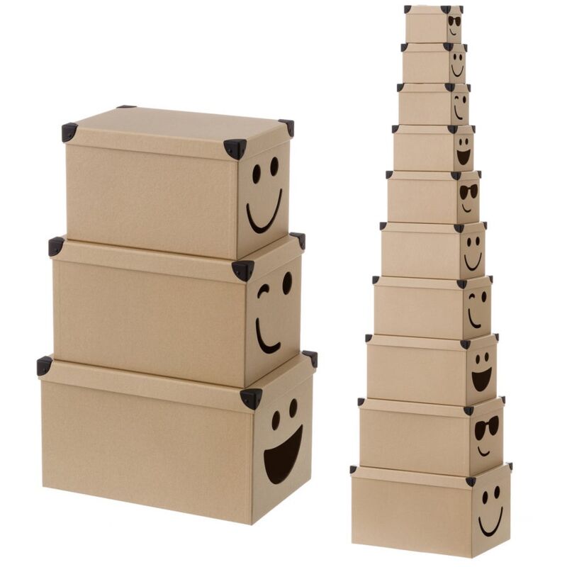 

Set de 10 cajas de cartón y papel Smile marrón