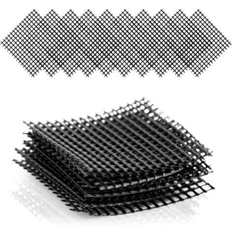Set de 10 Grilles de Drainage en Plastique, Noir - Grille de Drainage carrée pour Coupe Bonsai, Pot de Fleurs ou jardinière - 10 x 10 cm