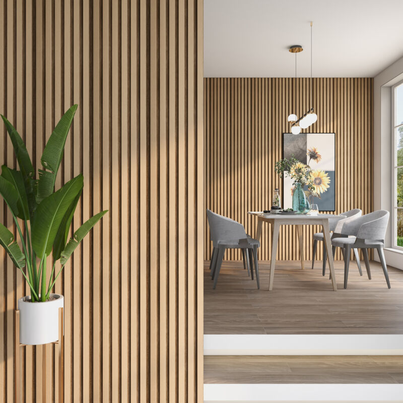 Neu.holz - Set de 10 panneaux muraux décoratifs 3D Borger 195 x 30 cm effet chêne clair