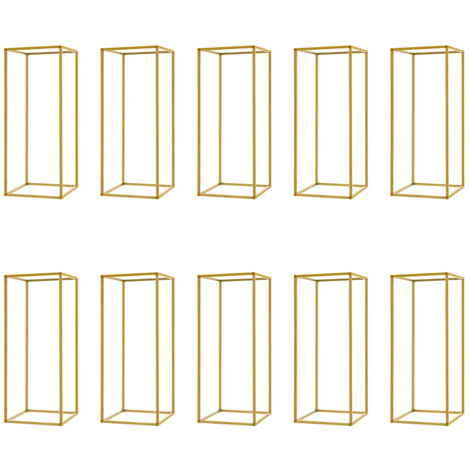Set de 10 piliers dorés pour décoration de mariage – Hauteur 60 cm – Support métallique pour fleurs, ballons, vases – Réception et fête