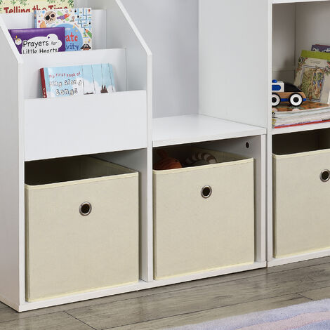 Set de 10 x Caja de almacenamiento plegable - 28x30x30cm - Juego de 10 Cajas Almacenaje - Organizadoras con Asa - Contenedores para Ropa o Juguetes - Beige [en.casa]®