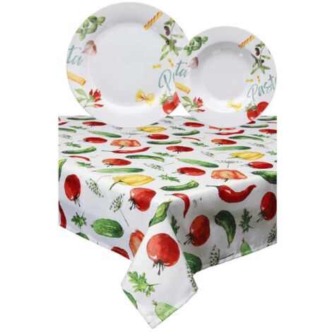 Set de 12 Assiettes et Nappe Multicolore Pasta Line Olimpia