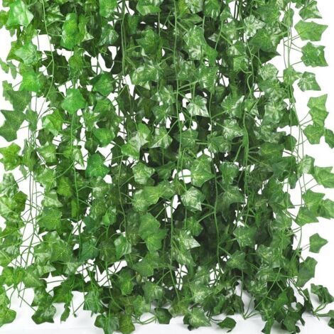 Set de 12 guirnaldas de hiedra artificial con una longitud de 2,1 m, plantas artificiales colgantes para bodas, oficinas, cocinas, jardines, celebraciones y decoración de pared.