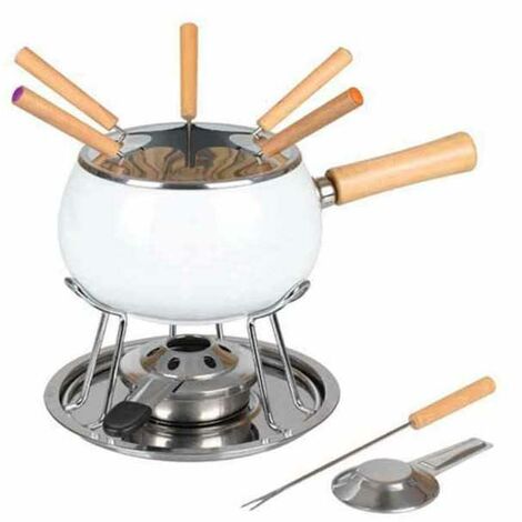 Set de 12 pièces de fondue émaillée blanche Eva