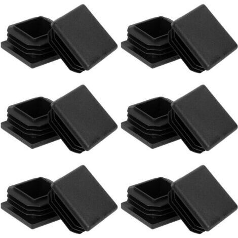 Set de 12 tapas cuadradas de extremo con láminas – 40 × 40 mm – Negro – para tubos cuadrados, productos metálicos, sillas, estantes