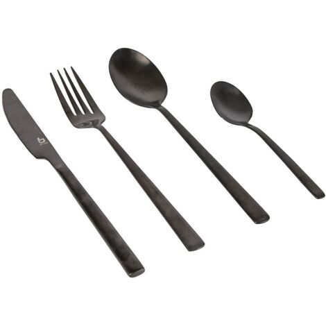 Set De 16 Couverts Au Style Industriel Finition Noire - Bo-camp