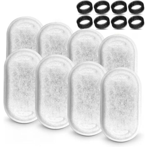 Set de 16 filtros de recambio para dispensador de agua, tipo fuente para gatos y perros Elindor Inox, limpieza, carbón activado, elimina eficazmente impurezas y pelos, 8 filtros de algodón y 8 esponja